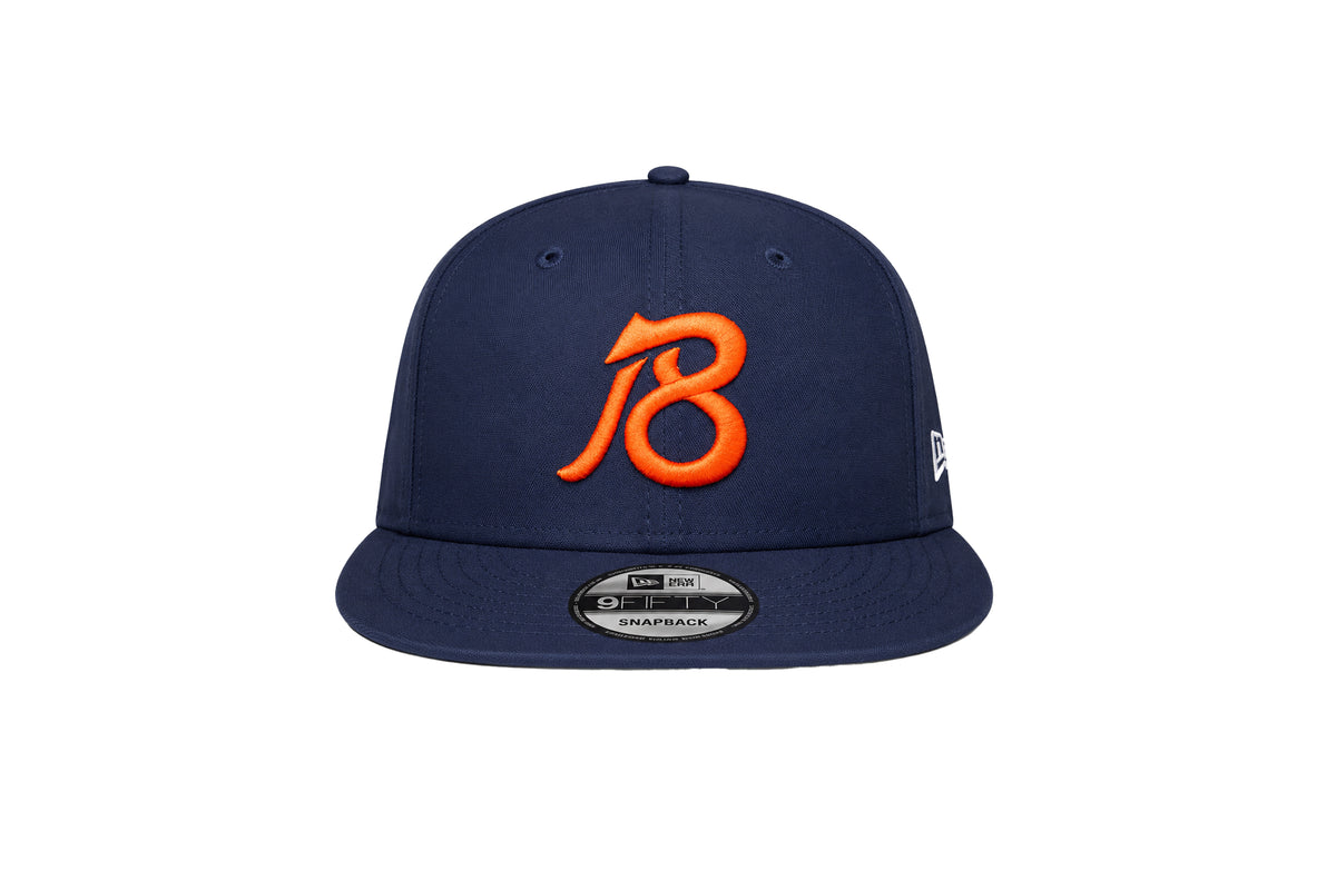 QB18 Original New Era 9Fifty Snapback Hat - Navy 3D Orange Logo