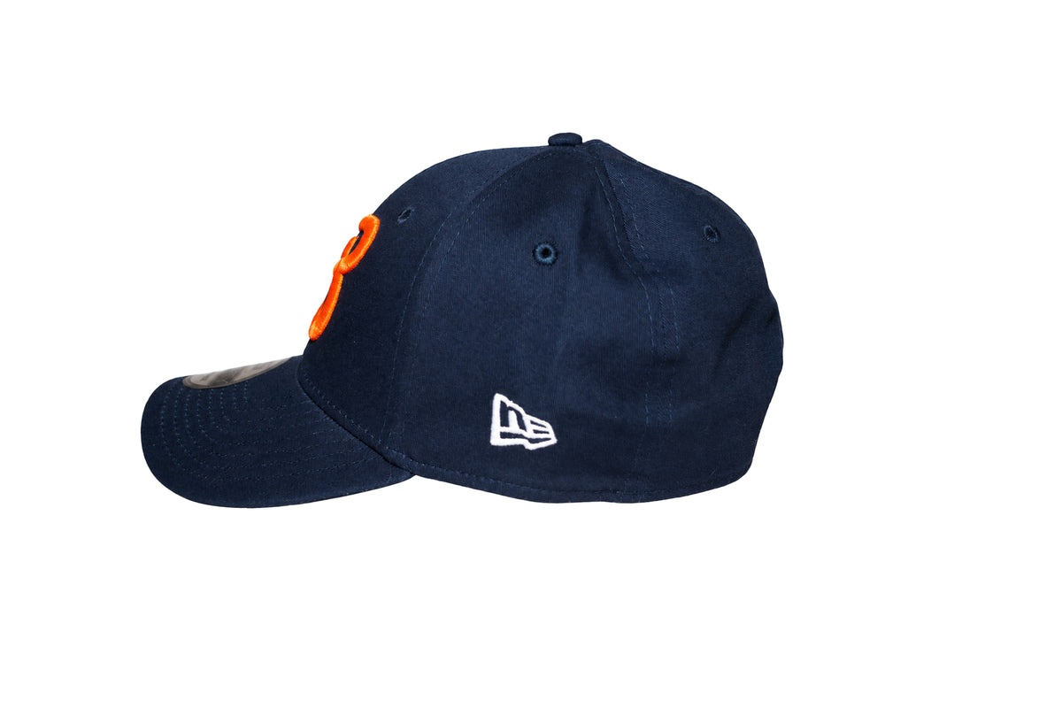 QB18 New Era 3930 Stretch Fit Hat - Navy 3D Orange logo