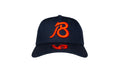 QB18 New Era 3930 Stretch Fit Hat - Navy 3D Orange logo