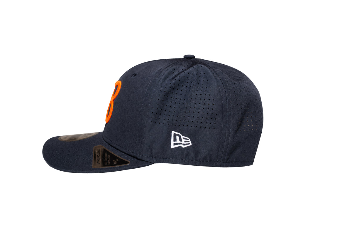 QB18 New Era 9Seventy Perforated Snapback - Navy 3D Orange logo